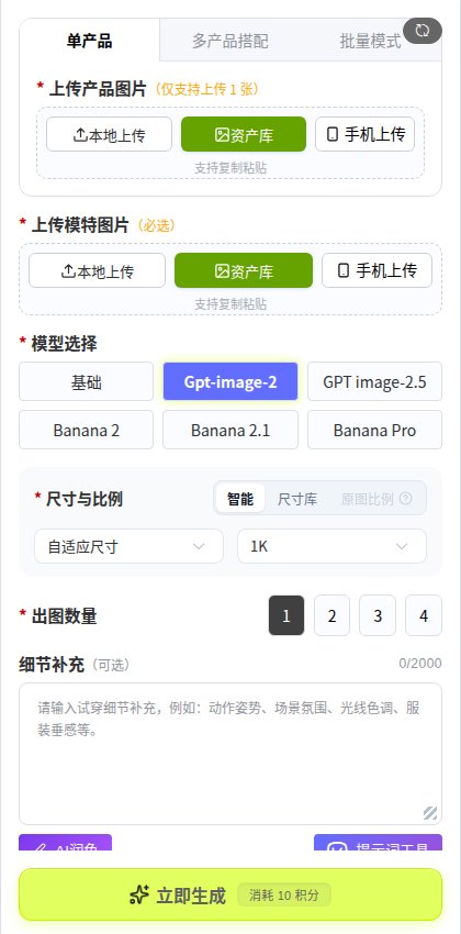 模特试穿左侧面板